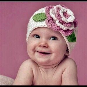 Sundance Boutique Pink and White Crochet Baby Hat